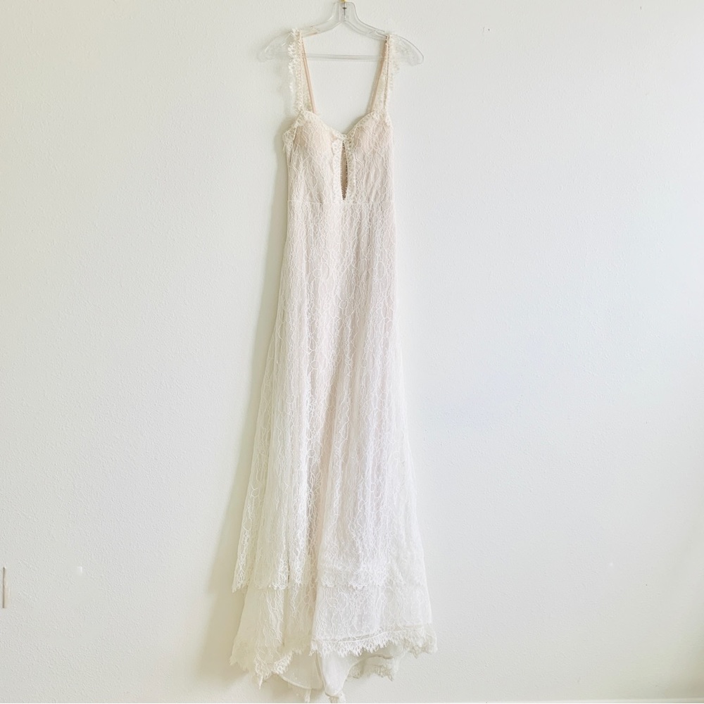 Olia Zavozina Isabelle Lace A-Line Peekaboo Layered Wedding Gown
